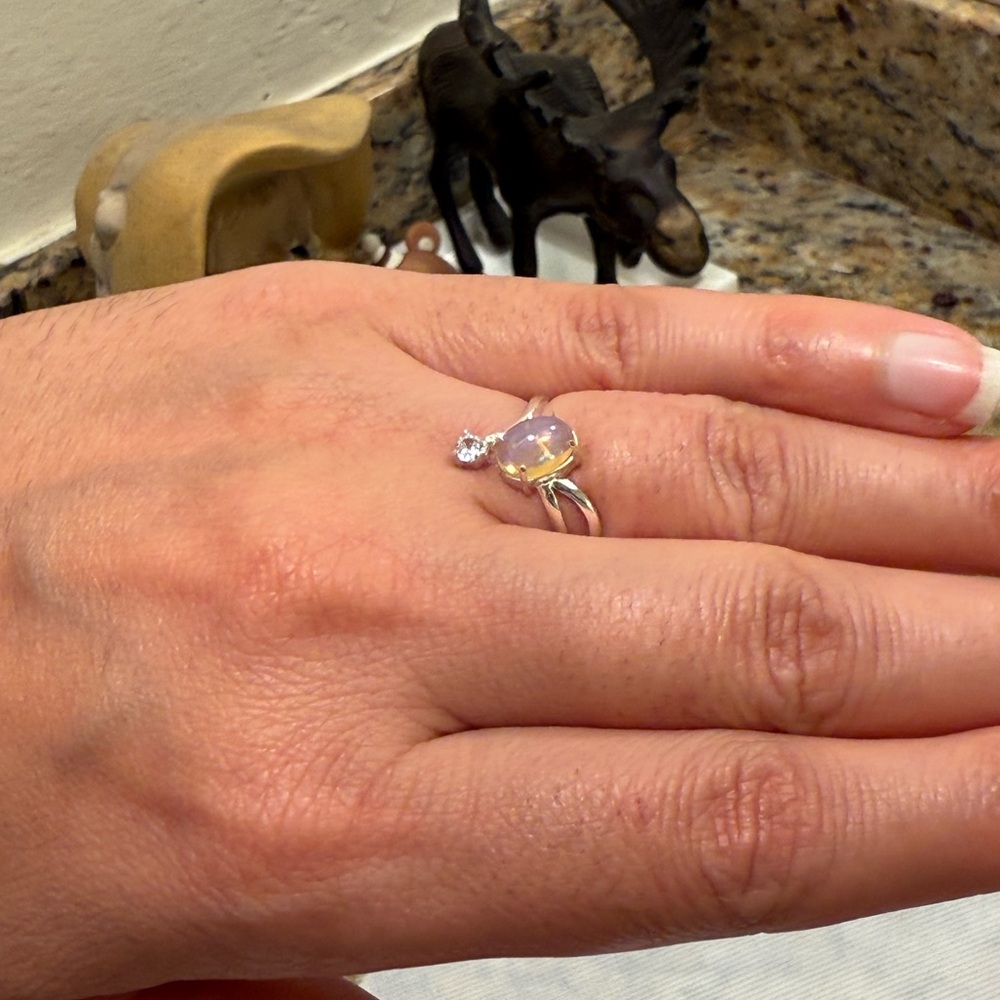 Handmade Ethiopian Opal & Zircon Gemstone 925 Silver Ring